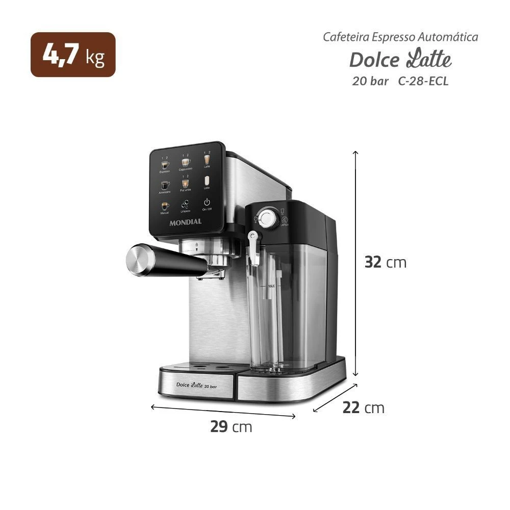 Cafeteira Mondial Espresso Dolce Latte 20 Bar C-28-ECL 1250W 127V